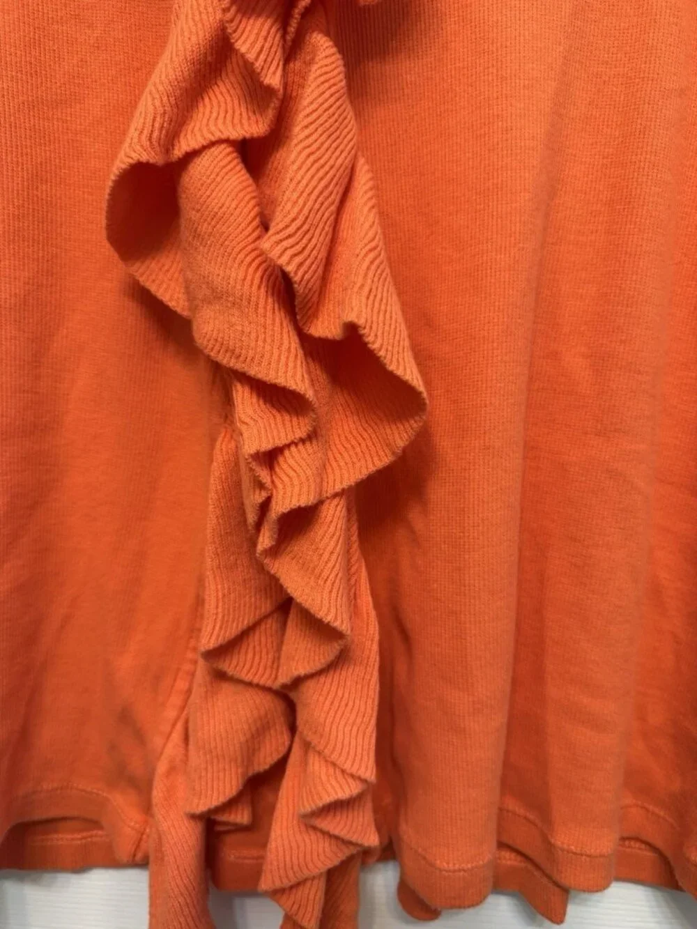 Rafaela Women’s Plus Size 2X Orange Ruffle V-Neck Knit Cardigan